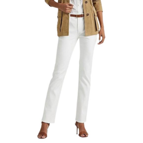Ralph Lauren White Straight Jeans Size 2 Petite Stretch Denim Summer - Picture 1 of 9